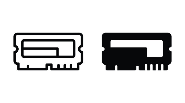 Ram memory stick hardware module icon for computer hardware maintenance and technical upgrades with computer hardware technology electronic component processing