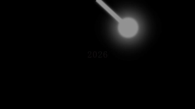 Glowing Pendulum Swinging Over 2026 Text on Dark Background
