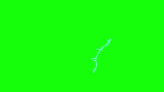 4k electric lightning power strikes green screen seamless loop