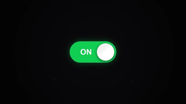 Green toggle switch button turning on animation motion graphic off enabled