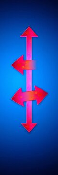 Direction arrow splitting into right and downward paths, three-way split, || Vector illustration design