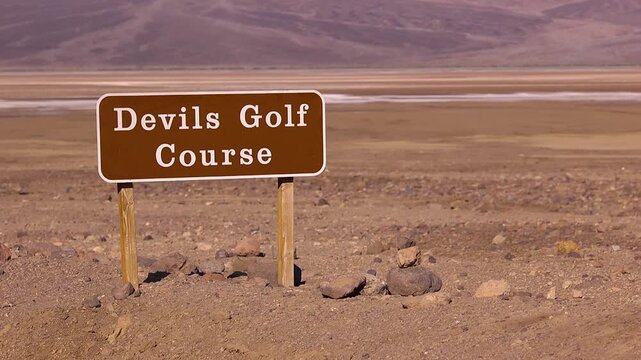 Devils golf course sign in Death Valley CA
