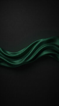 Fondo de presentaci&oacute;n oscuro de alta resoluci&oacute;n, superficie negra de obsidiana con sutil onda de seda verde esmeralda