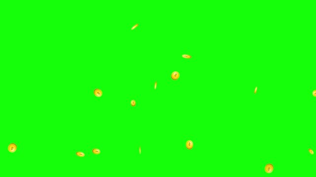 4k golden coins explosion jackpot reward green screen seamless loop
