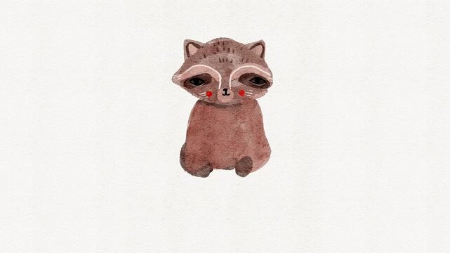 Watch the adorable boho‑style raccoon emerge in soft watercolor strokes, step by step.
Perfect for tutorials, greeting cards, or decorative stock footage