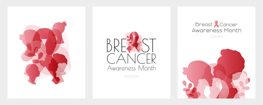 Breast Cancer Awareness Month card set.