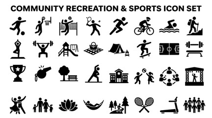 Fototapeta premium Community recreation and sports icons. Vector set of fitness and leisure activity symbols.