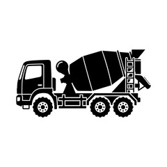 Fototapeta premium Concrete Mixer Truck Black Silhouette Icon