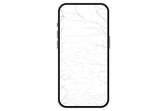 phone on a transparent background in PNG format with a broken glass effect