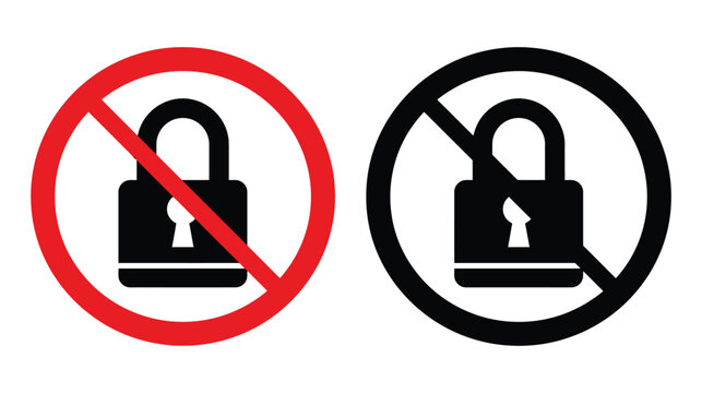 Lock icon prohibited sign warning security restricted