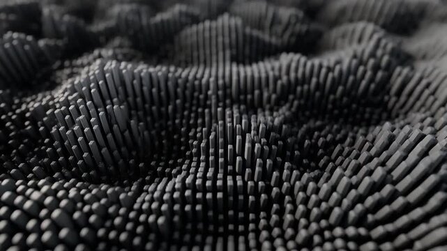 Abstract 3D black block topography background with wave motion animation
