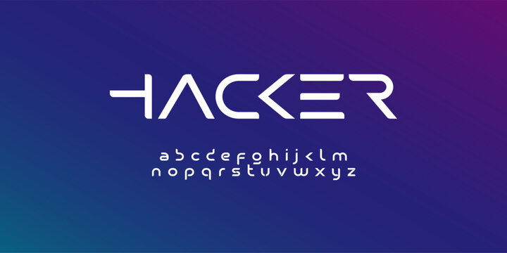 Hacker futuristic font alphabet letters. Future logo typography. Creative minimalist typographic design. Cropped letters set for science technology, space research logo type, hud headline, scifi .