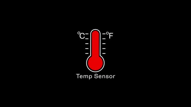 Digital temperature sensor animation celsius and fahrenheit thermometer gauge for industrial and scientific data visualization