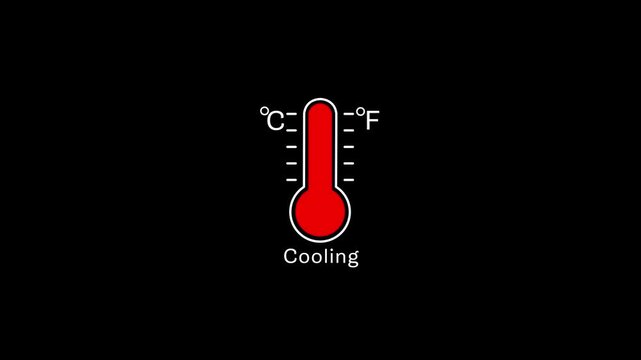 Digital thermometer showing cooling process with celsius and fahrenheit scales temperature infographic