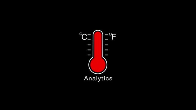 Digital analytics thermometer animation representing data performance and growth metrics business