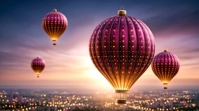 Ornament Hot Air Balloons Over Candy-Cane City