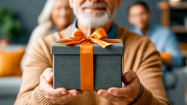 Elderly Man Emotional Over Photo Album Gift
