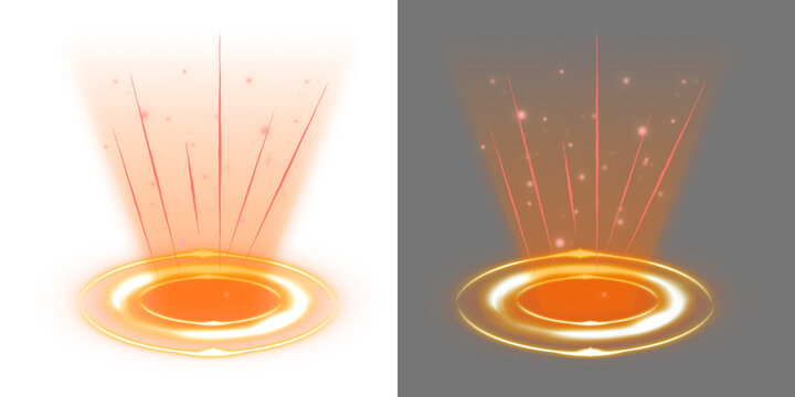 Red glowing energy beam portal effect rendered against contrasting white and grey backgrounds