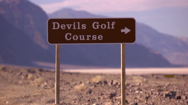 Devils golf course sign in Death Valley CA
