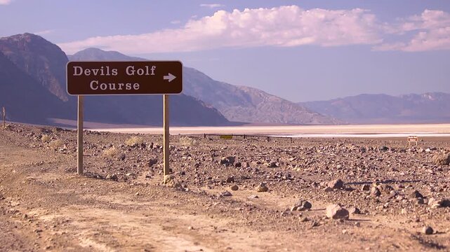 Devils golf course sign in Death Valley CA
