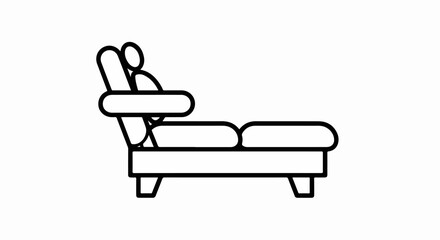 Fototapeta premium Minimalist black and white line art of a sofa chair