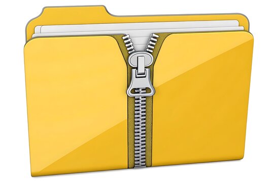 Yellow folder icon with open zipper design