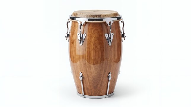 Traditional conga drum isolated on white background. Ideal percussion instrument for Latin music, concerts, festivals, music education, and commercial design.