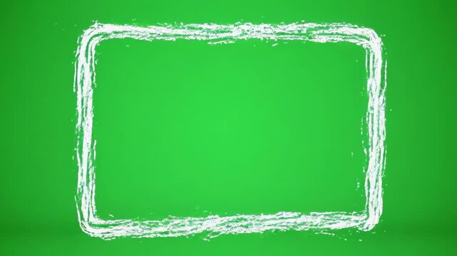 Animated chalk border element with motion effect against a green screen background for digital design