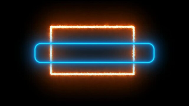 Three glowing rectangular frames with pulsing neon blue horizontal bars over orange fiery borders set against a solid deep black background for modern digital design elements