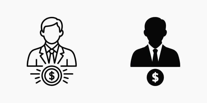 Vector illustration of businessman with currency coin icon set businessman currency earnings