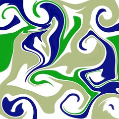 Fototapeta premium Flowing Green Blue and Olive Swirls Creating Bold Abstract Marbled Background