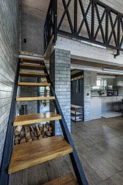 Modern Staircase and Mezzanine Interior View