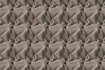 Obraz premium Intricate woven beige fabric with a repeating quilted pattern of folded textile layers creating a structured and textured surface background
