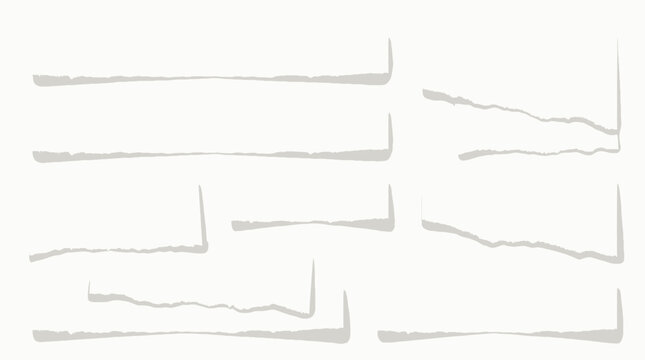 Hand drawn white paint brush strokes set for decorative underlining and artistic borders on a light background