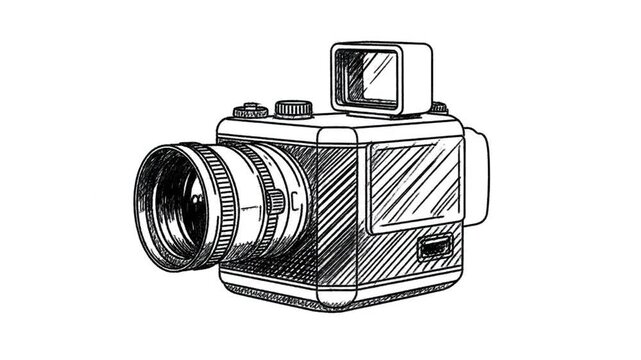Camera lens viewfinder control knob line drawing
