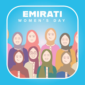 Emirati Women's Day Minimal Poster Celebrating Arab Women with Modern Flat Vector Illustration