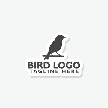 Bird logo sticker isolated on gray background