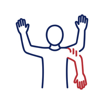 Arm Weakness Icon Containing arm weakness, stroke symptom, numbness, neurological emergency, and outline illustration. Outline illustration