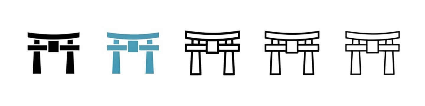 Torii gate line icon vector set. Thin line customizable illustration. Contour symbol. Vector isolated outline drawing. Editable stroke