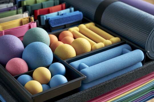 Adaptive Fitness Grip Ball and Strap Kit with Foam Handles in Studio