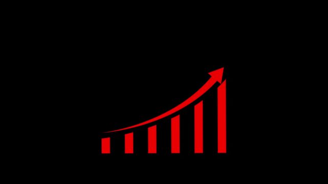 Exponential Financial Growth Bar Chart with Curved Upward Arrow Motion Graphic animation...