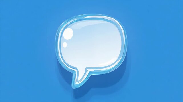 Animated speech bubbles appearing and fading in sequence against a clean blue background