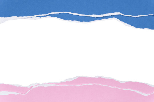 Layered Pastel Blue and Pink Torn Paper Top and Bottom Frame
