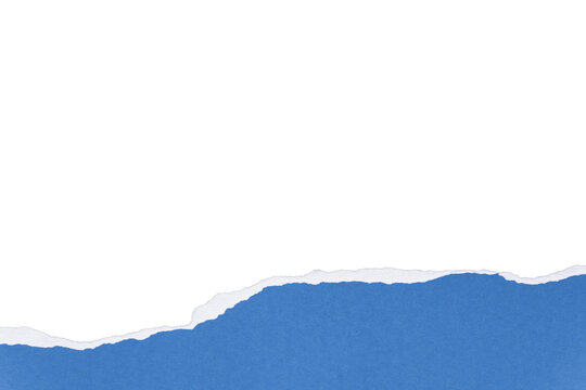 Pastel Blue Torn Paper Edge Border on Transparent Background