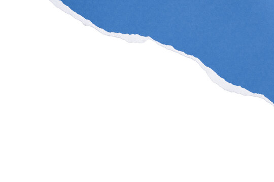 Pastel Blue Torn Paper Diagonal Corner Border on Transparent Background