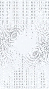 Abstract digital art composed of alphanumeric characters forming a complex, swirling pattern, evoking a sense of data flow and information overload
