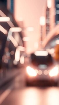 A Serene Urban Scene at Twilight: An Abstract Perspective of a City Street with Bokeh Lights and Soft Colors Evoking a Dreamy Atmosphere
