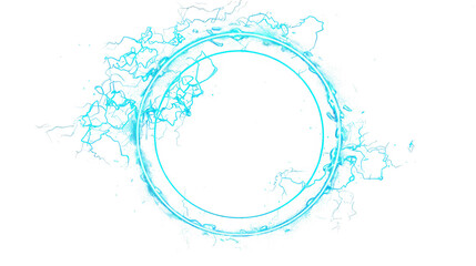 Obraz premium Glowing cyan electric plasma circle frame effect with circular frame on transparent background
