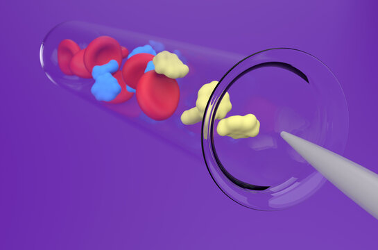 Luminol reacts with hemoglobin &ndash; closeup view 3d illustration