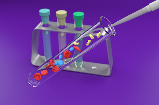 Luminol reacts with hemoglobin &ndash; isometric view 3d illustration